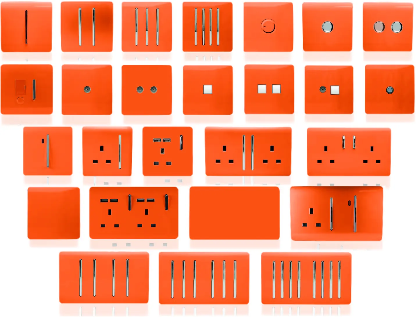 20 Amp Neon Insert Double Pole Switch Orange ART-WHS1OR  Trendi Orange